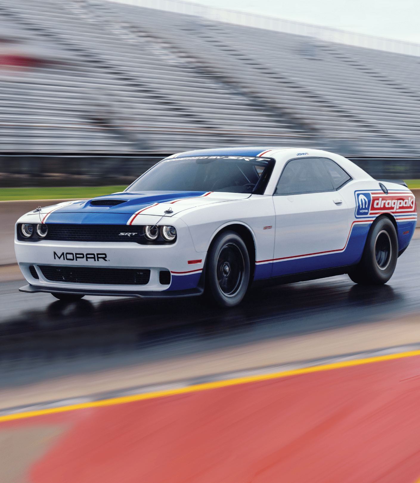 The 2020 Mopar Dodge Challenger Drag Pak, unveiled at the 2019 SEMA Show, delivers sportsman racers a new, turnkey package loaded with suspension and chassis upgrades and is certified for NHRA and NMCA competition. Production is limited to 50 serialized units.