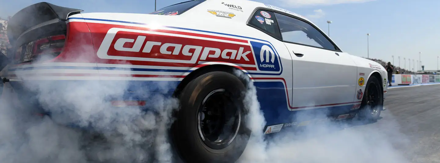 2021 Dodge Challenger Mopar Drag Pak performing burnout